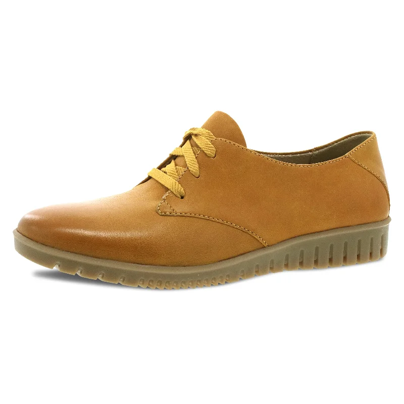 Dansko Women's Libbie Stylish Laced Oxford - Leather Uppers and Blown Rubber Outsoles are Durable and Lightweight - Versatile Casual to Dressy Footwear Mustard 10.5-11 M US Tunics Running lightweight