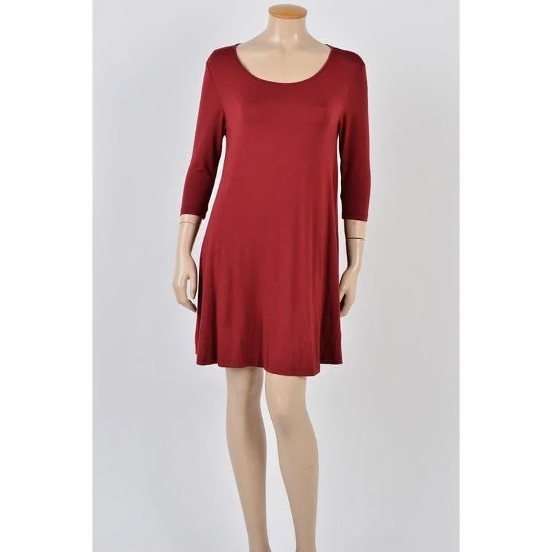 Half Sleeve round neck trapeze dress with side pocket Boatneck Modish Everyday