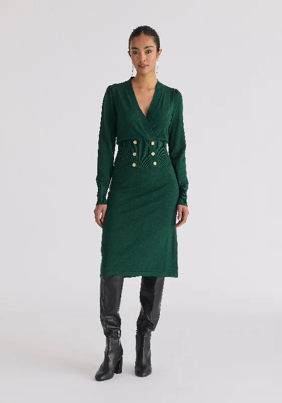 Long Sleeve Knitted Button Wrap Dress Tunics Hiking breathable