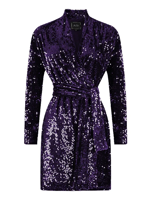 Sequined Jacket Dress Purple Tunics Trendy modern