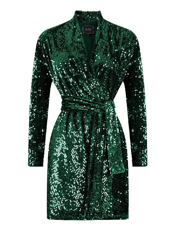 Sequined Jacket Dress Green Tunics Vintage classic