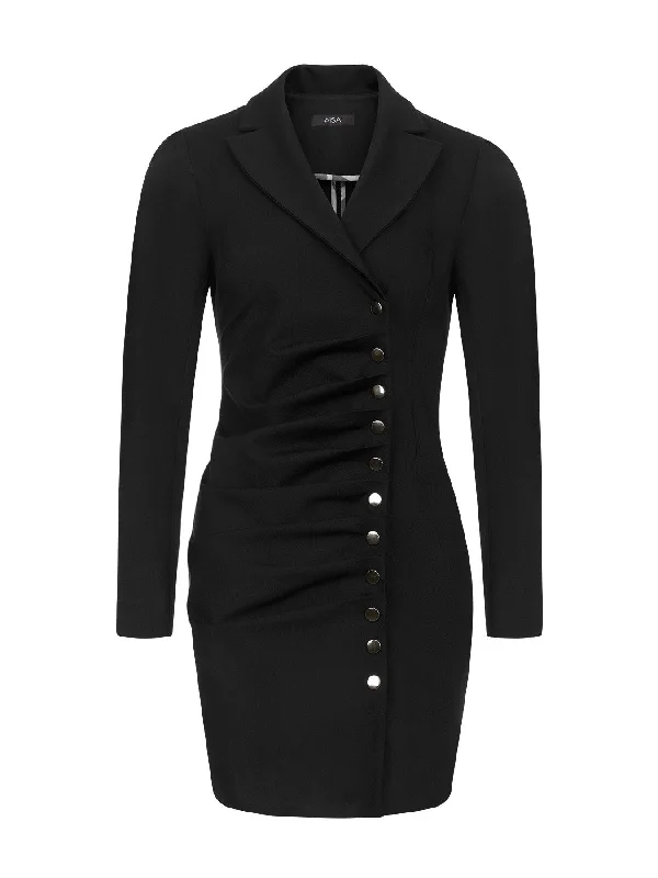 Pleated Detailed Dress Black Tunics Chic fashionable