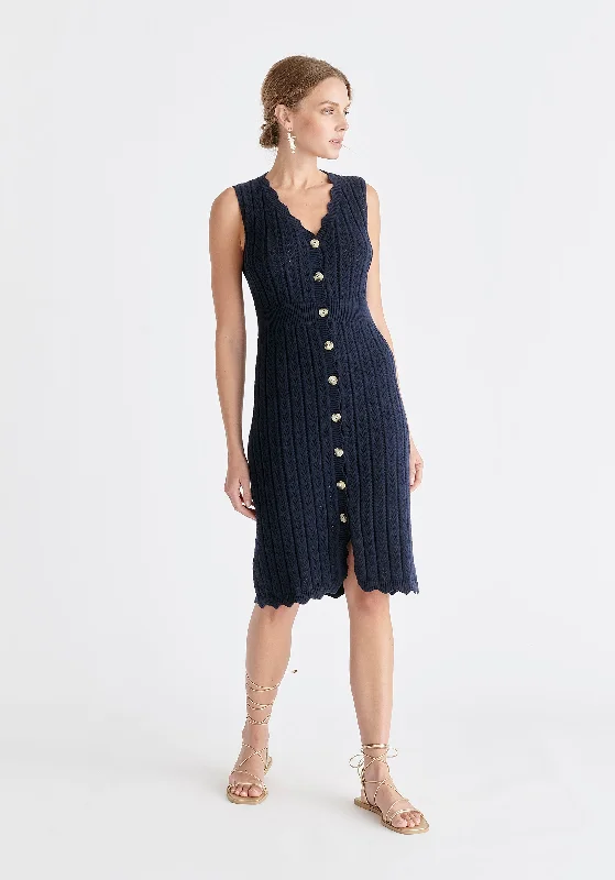Pointelle Knitted Dress Floral Print girly