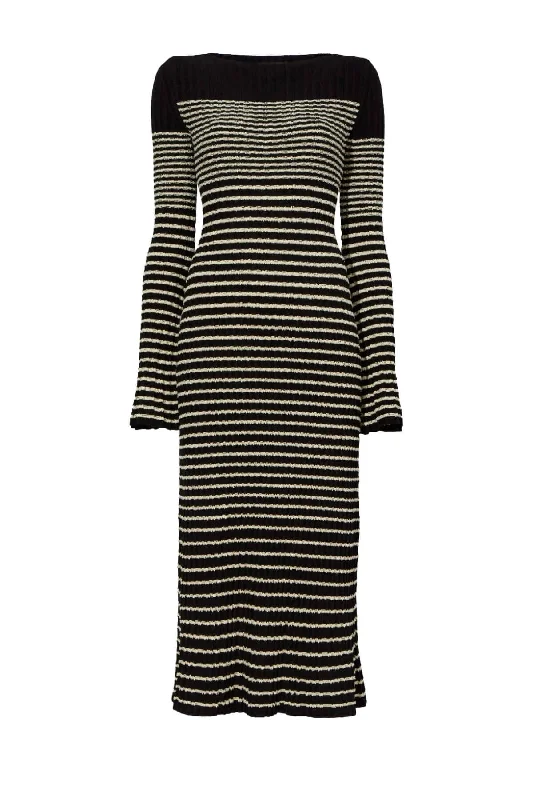 Proenza Schouler Boucle Mini Stripe Knit Dress - Black Multi Tunics Versatile all-occasion