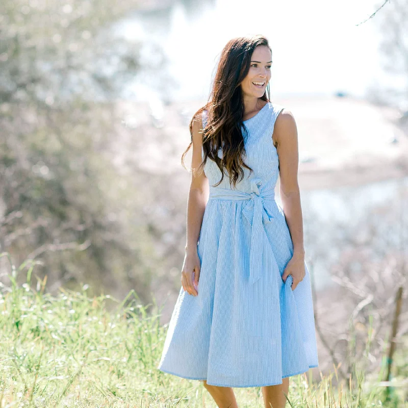 A-Line Dress with Waist Sash Tunics Chic fashionable