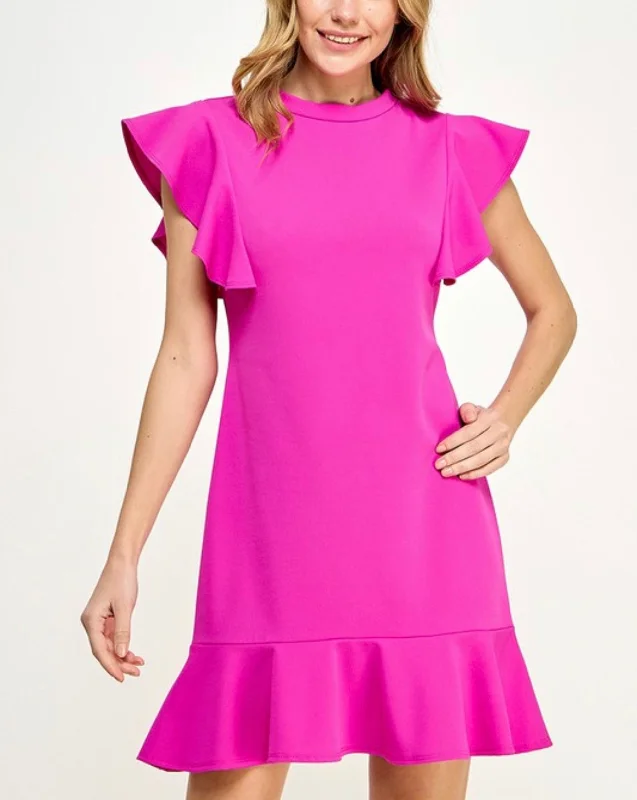 Single ruffle cap and bottom long short dress Tunics Canvas sturdy