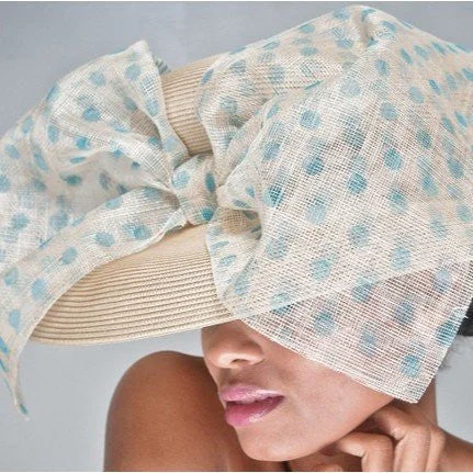 NA1032-Tan dress straw with large polka dot bow Tunics Fashionable trendy