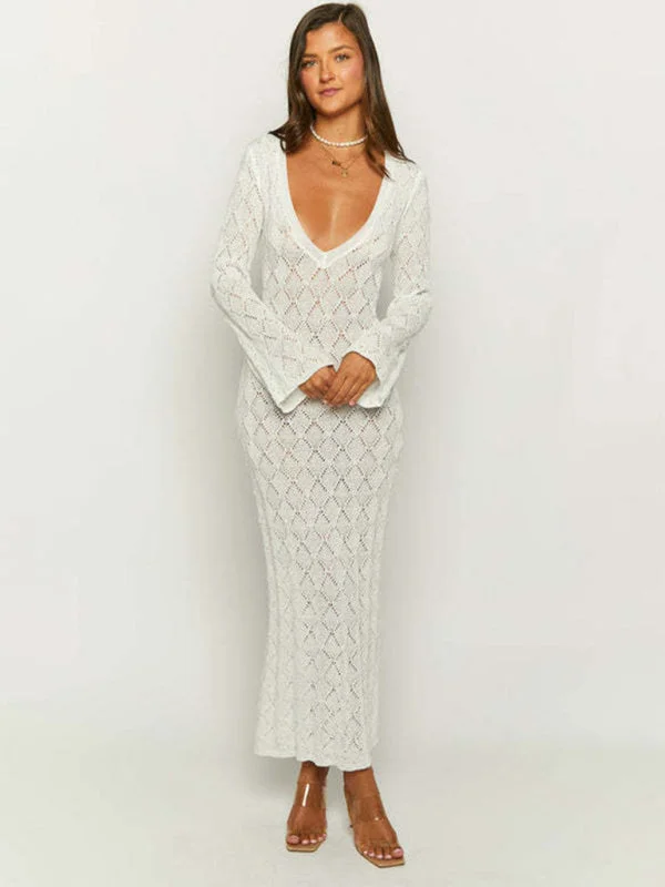 Elegant Backless Slim-Fit Long Dress Casual Short Summer