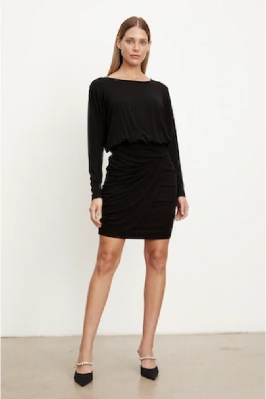 Velvet by Graham & Spencer Addy 06 Matte Jersey Dress | Black Tunics Sophisticated sleek