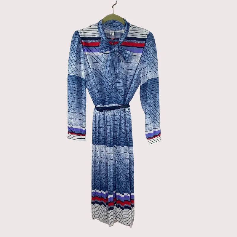 Vintage Polyester Striped Dress La Jones Lady Size 16.5 Large New NWT Tunics Office stylish