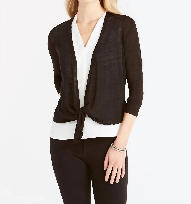 4 Way Cardigan In Black Onyx Stretchy Elastic Breathable