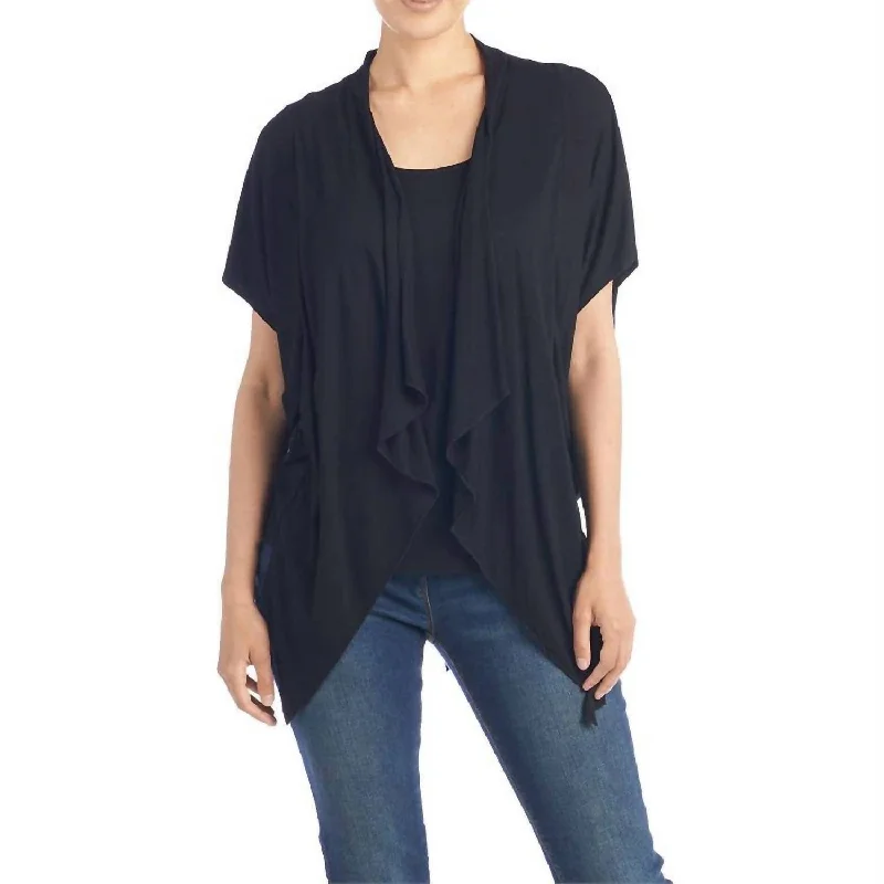 Abby Cardigan & Tank Set In Black Real Fur Shearling Chenille