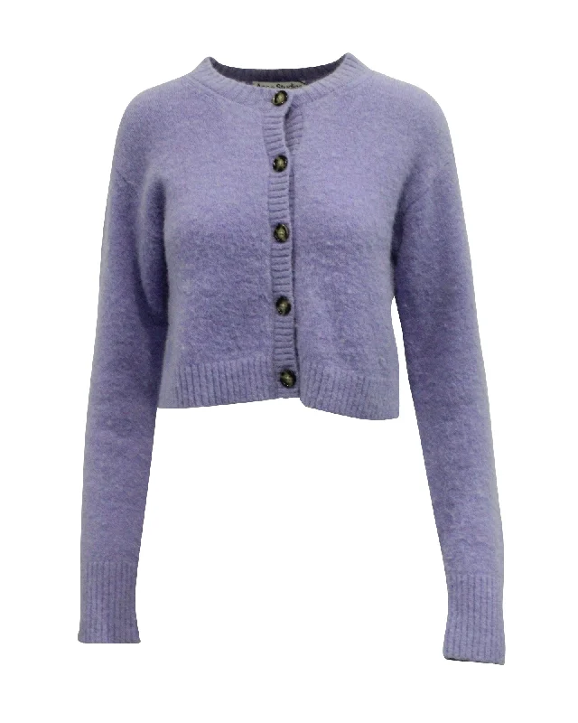 Acne Studios Cropped Cardigan in Light Purple Nylon Machine Wash Dry Clean Hand Wash Acne Studios Cropped Cardigan in Light Purple Nylon Machine Wash Dry Clean Hand Wash