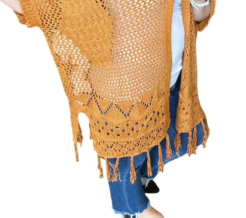 Amanda Crocheted Cardigan In Rust Seamless Knitted Crochet