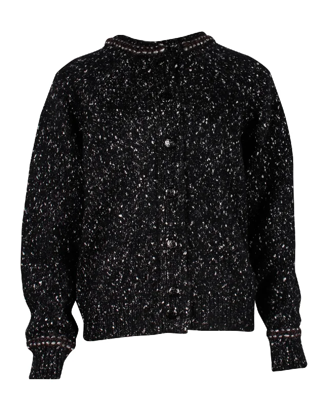 Chanel Buttoned Cardigan in Black Wool Fitted Loose Oversized