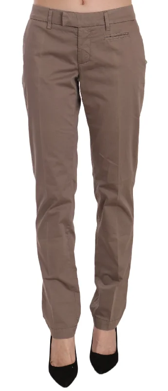 Dondup Chic Brown Straight Cut Trousers Trousers Party Sparkling