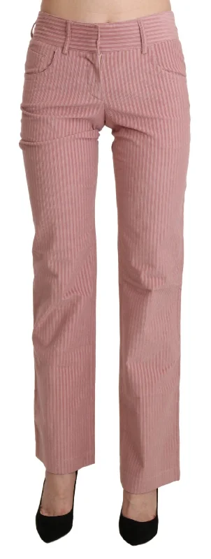 Ermanno Scervino Chic Pink Mid Waist Straight Trousers Trousers New Arrival