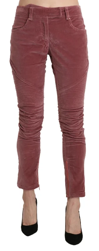 Ermanno Scervino Chic Red Mid Waist Skinny Trousers Trousers practical easy-care