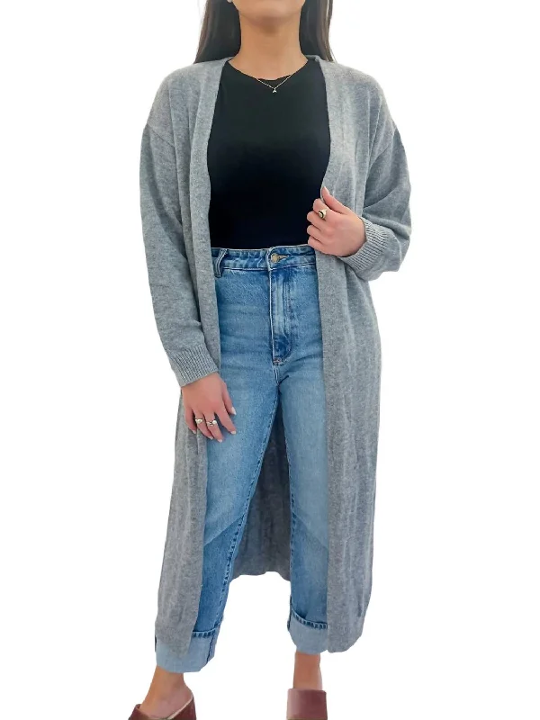 Classic Cardigan In Heather Grey Nylon Fabric Polyester Fabric Spandex Fabric