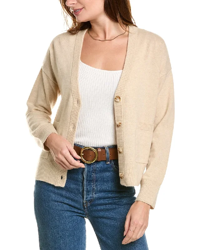 Design History V-Neck Cashmere Cardigan Polka Dot Checkered Tartan