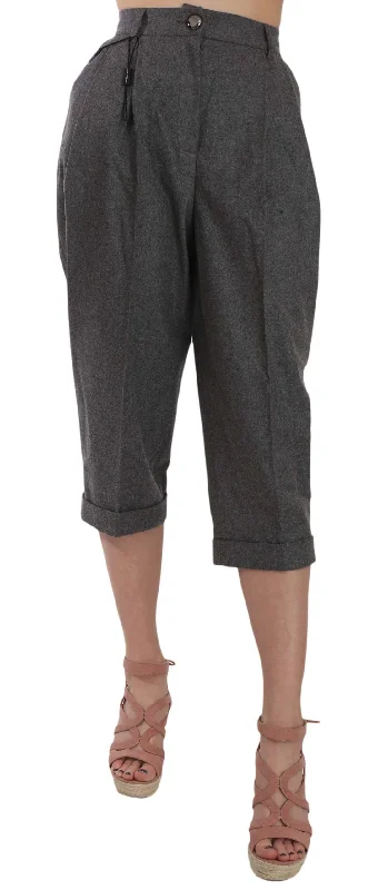Dolce & Gabbana Elegant Gray Wool-Cashmere Pleated Trousers Trousers Lace Delicate