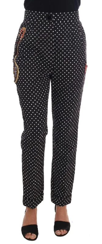Dolce & Gabbana Elegant Polka Dot Embellished Trousers Trousers Vintage Classic