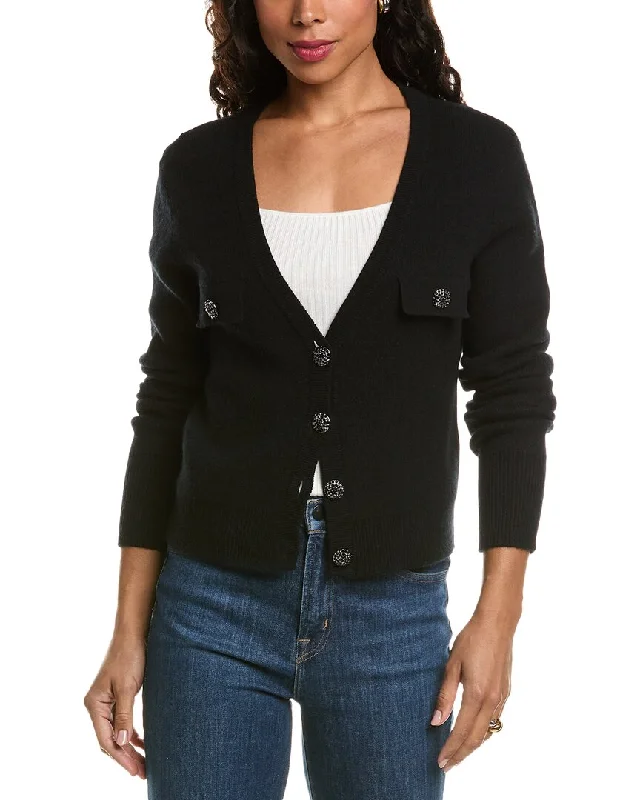 Elie Tahari Jewel Button Wool & Cashmere-Blend Cardigan Cashmere Blend Cotton Blend Poly Blend