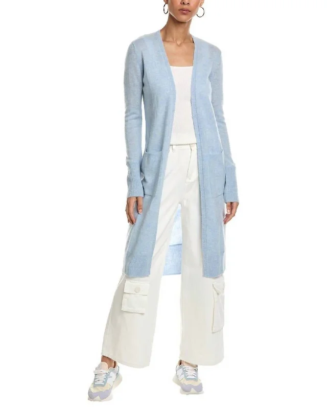 Flossy Maxi Cardigan In Blue Mist Fleece Cardigan Nylon Polyester