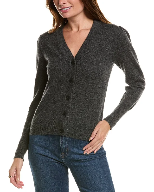 Forte Cashmere Buttoned Short Cashmere Cardigan Oversized Loose Flowy