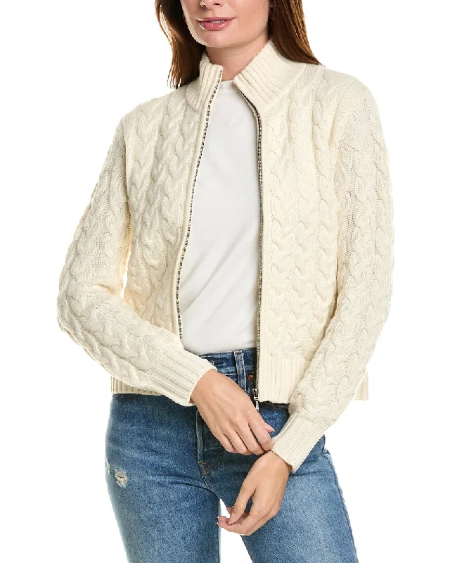 Forte Cashmere Cable Zip Mock Wool & Cashmere-Blend Cardigan Hooded Cardigan Collared Cardigan Shawl Collar Forte Cashmere Cable Zip Mock Wool & Cashmere-Blend Cardigan Hooded Cardigan Collared Cardigan Shawl Collar