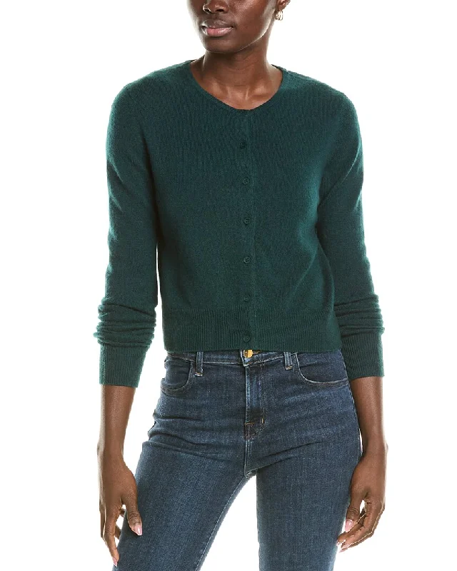 Forte Cashmere Cropped Cashmere Cardigan Lace Blend Ribbed Blend Corduroy Blend