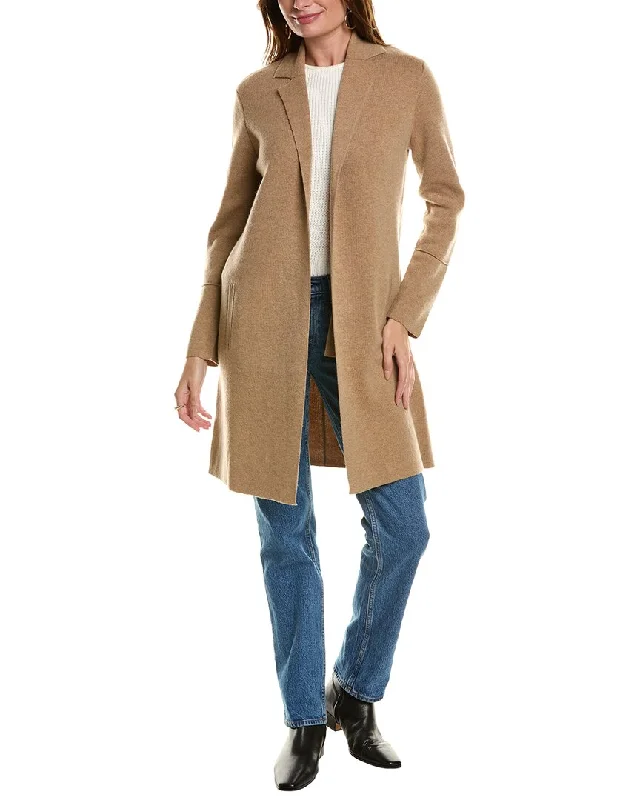 Forte Cashmere Notch Collar Wool & Cashmere-Blend Cardigan Neon metallic Matte