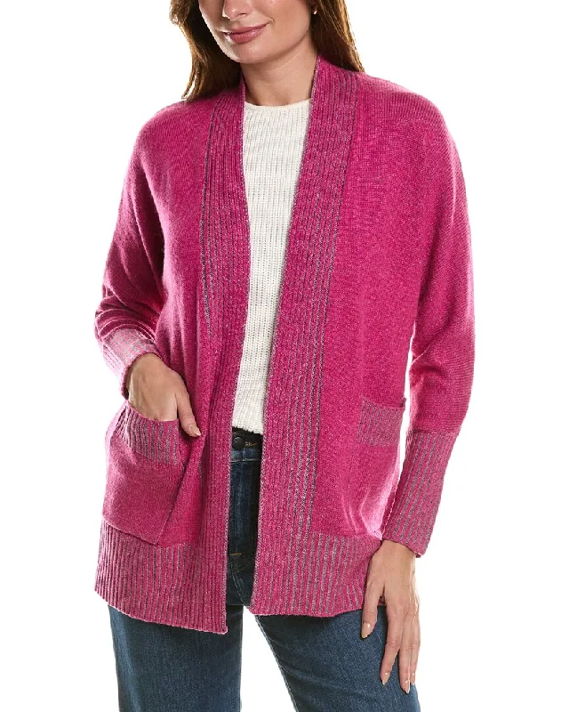 Forte Cashmere Plaited Wool & Cashmere-Blend Cardigan Open Front Closed Front Wrap Front Forte Cashmere Plaited Wool & Cashmere-Blend Cardigan Open Front Closed Front Wrap Front