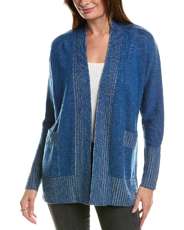 Forte Cashmere Plaited Wool & Cashmere-Blend Cardigan Layered Multi-layer Single Layer