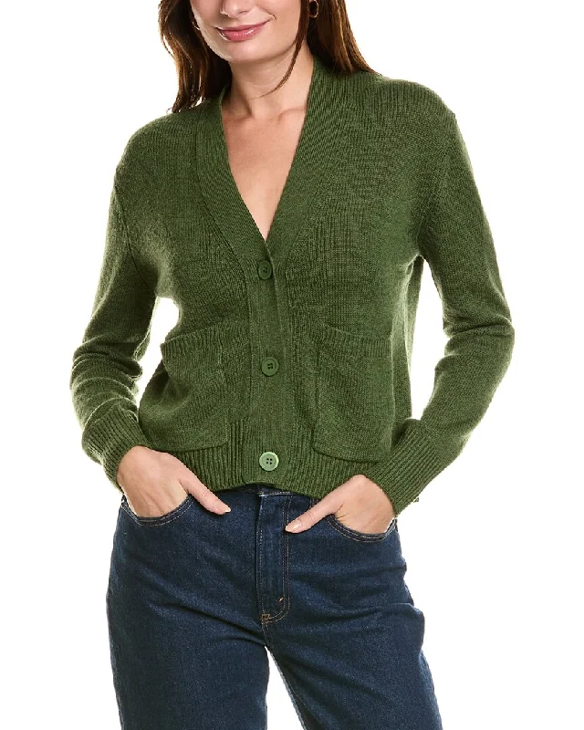 Forte Cashmere Pocket V-Neck Wool & Cashmere-Blend Cardigan Toggled Drawstring Belted Forte Cashmere Pocket V-Neck Wool & Cashmere-Blend Cardigan Toggled Drawstring Belted