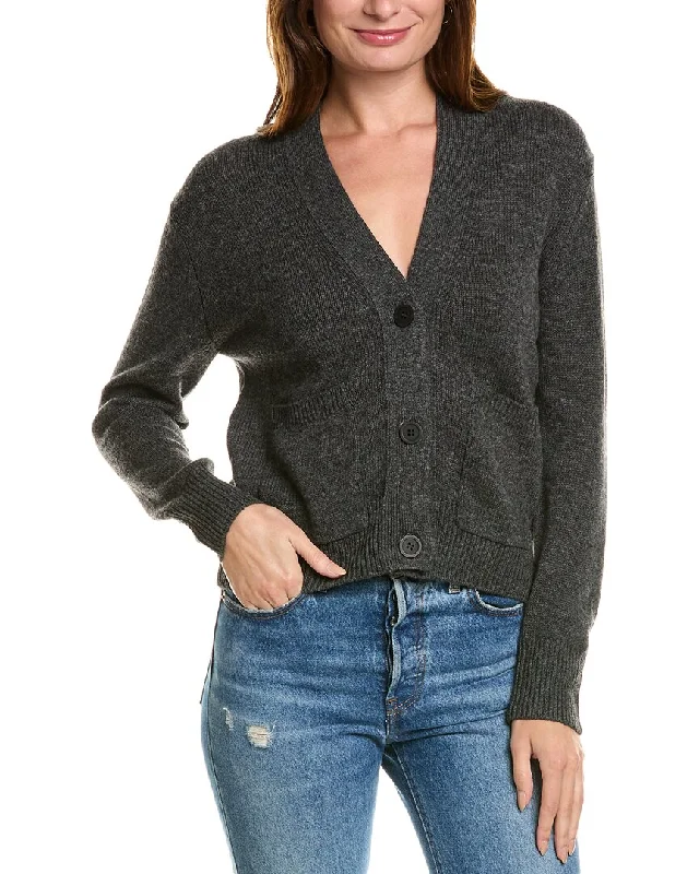 Forte Cashmere Pocket V-Neck Wool & Cashmere-Blend Cardigan Patchwork Embroidered Appliqued Forte Cashmere Pocket V-Neck Wool & Cashmere-Blend Cardigan Patchwork Embroidered Appliqued
