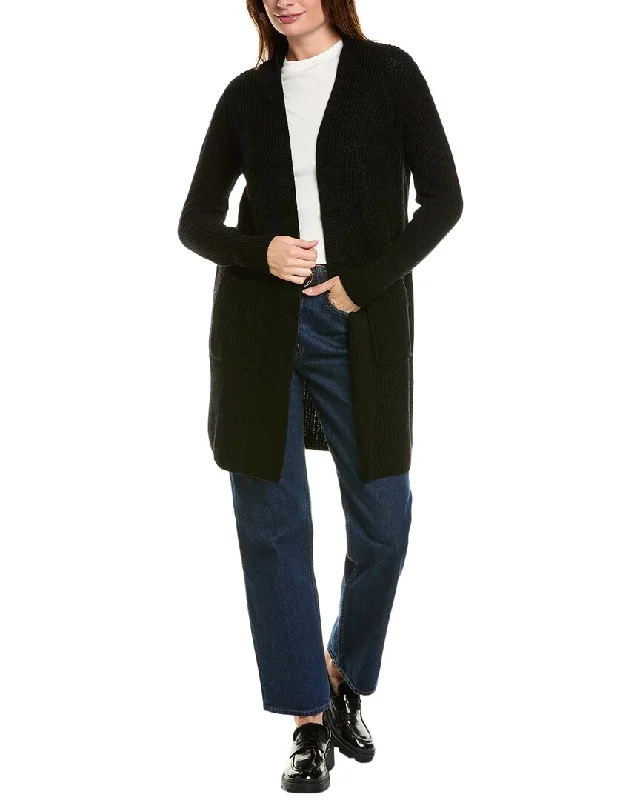 Forte Cashmere Rib Long Wool & Cashmere-Blend Cardigan Welt Pockets Slit Pockets Flap Pockets Forte Cashmere Rib Long Wool & Cashmere-Blend Cardigan Welt Pockets Slit Pockets Flap Pockets
