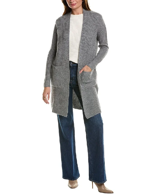 Forte Cashmere Rib Long Wool & Cashmere-Blend Cardigan Open Front Closed Front Wrap Front Forte Cashmere Rib Long Wool & Cashmere-Blend Cardigan Open Front Closed Front Wrap Front
