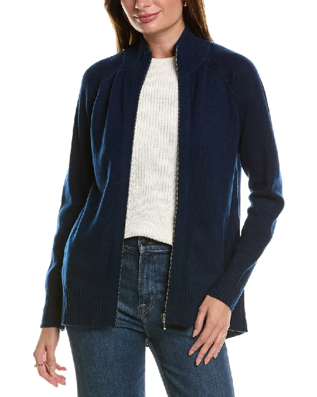 Forte Cashmere Sporty Wool & Cashmere-Blend Cardigan Spandex Blend Rayon Blend Denim Blend