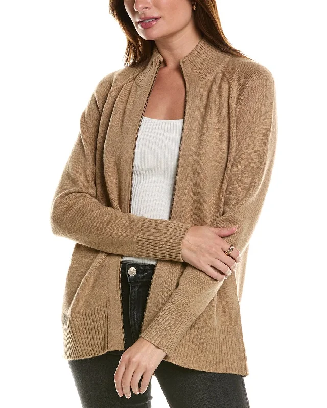 Forte Cashmere Sporty Zip Mock Wool & Cashmere-Blend Cardigan Polka Dot Checkered Tartan Forte Cashmere Sporty Zip Mock Wool & Cashmere-Blend Cardigan Polka Dot Checkered Tartan