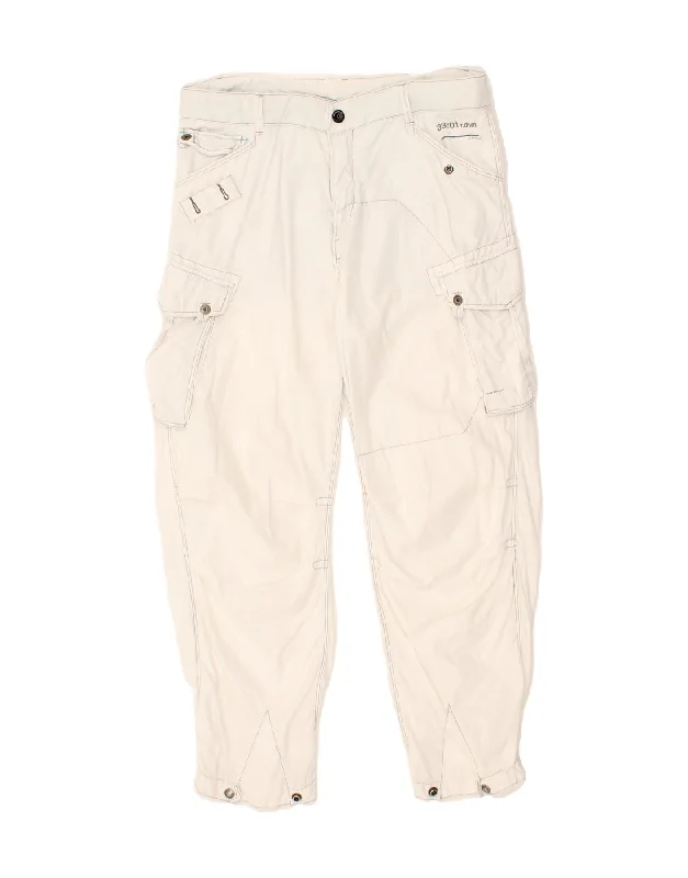 G-STAR Womens Crop Tapered Cargo Trousers  W34 L27 Off White Trousers Spring Floral