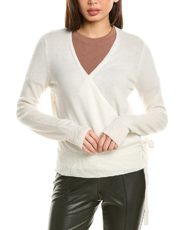 InCashmere Tie-Side Cashmere Cardigan Boat Neck Shawl Collar Notched Collar