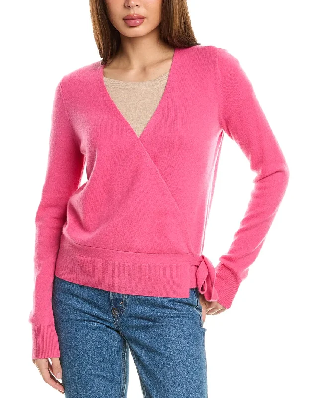 InCashmere Tie-Side Cashmere Cardigan Ribbed Striped Patterned
