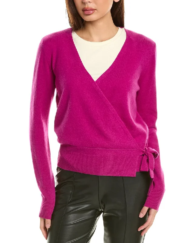 InCashmere Tie-Side Cashmere Cardigan Crew Neck V-Neck Turtle Neck