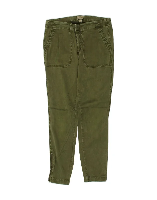 J. CREW Womens Slim Chino Trousers W29 L27 Green Cotton Trousers Satin Smooth