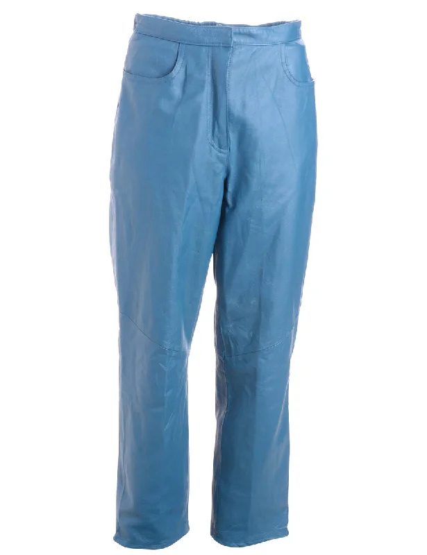 Label Bella Leather Cropped Trouser Wide Leg Loose Fit Mid Waist
