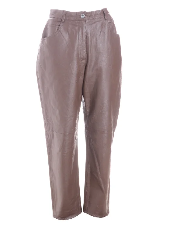 Label Bella Leather Cropped Trouser Trousers Pleated Formal