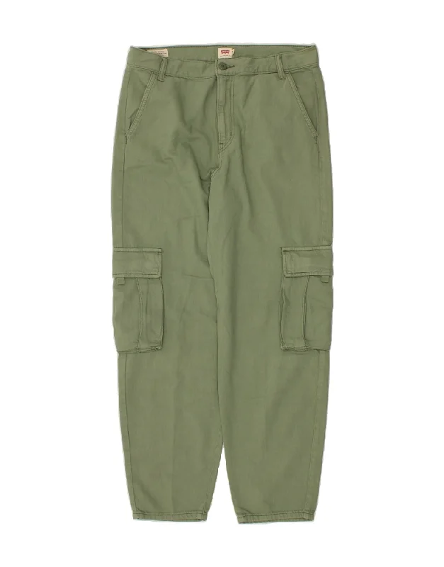 LEVI'S Womens Water Less Loose Fit Cargo Trousers W29 L28 Green Cotton Trousers chic elegant LEVI'S Womens Water Less Loose Fit Cargo Trousers W29 L28 Green Cotton Trousers chic elegant