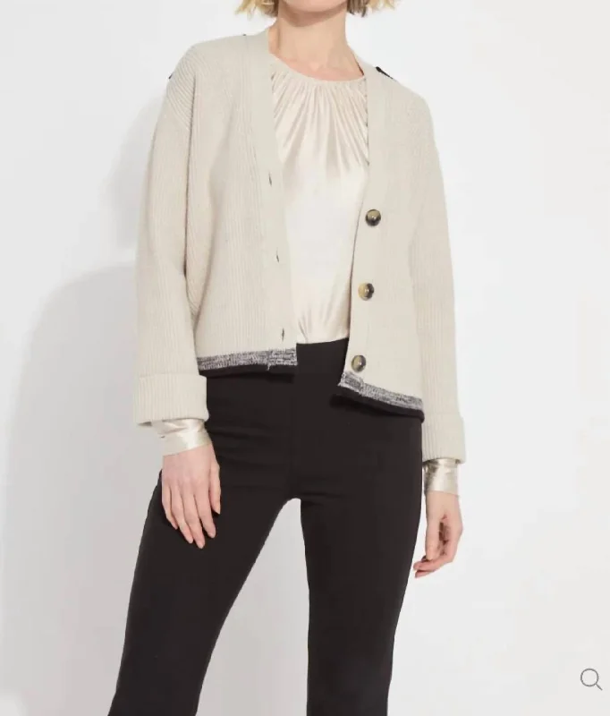 Lilith Cardigan Sweater In Light Pewter Wool Fabric Cashmere Fabric Tweed Fabric