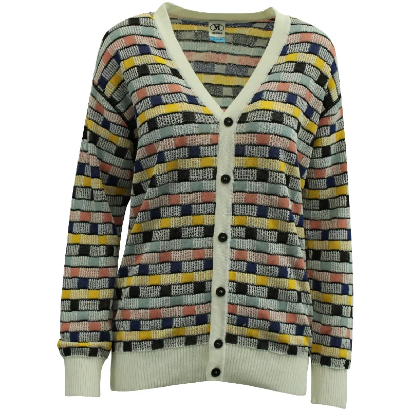 M Missoni Striped Intarsia Cardigan in Multicolor Cotton Anti-Pilling Anti-Shrink Durable M Missoni Striped Intarsia Cardigan in Multicolor Cotton Anti-Pilling Anti-Shrink Durable